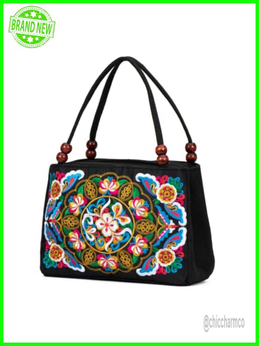 Embroidered Canvas Tote Bag Small Boho Purse for Women Travel Daily